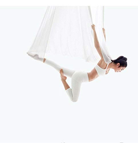 DSAEFG Seda Yoga, Equipo de Sedas Aéreas Aéreo Yoga Toalla Aéreo Seda Elástica Yoga Hamaca Tela 5 Metros con Accesorios (Color : Blanco) DSAEFG Seda Yoga, Equipo de Sedas Aéreas Aéreo Yoga Toalla Aéreo Seda Elástica Yoga Hamaca Tela 5 Metros con Accesorios (Color : Blanco)