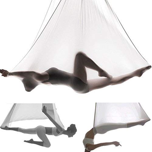 DSAEFG Seda Yoga, Equipo de Sedas Aéreas Aéreo Yoga Toalla Aéreo Seda Elástica Yoga Hamaca Tela 5 Metros con Accesorios (Color : Blanco) DSAEFG Seda Yoga, Equipo de Sedas Aéreas Aéreo Yoga Toalla Aéreo Seda Elástica Yoga Hamaca Tela 5 Metros con Accesorios (Color : Blanco)