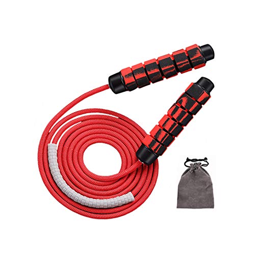 Dsaren Cuerda para Saltar Deporte Ajustable Comba de Saltar Cuerda de Velocidad con Mango de Espuma de Suave y Rodamientos de Bolas para Fitness, Crossfit, Boxeo, Ejercicio, Pérdida de Peso (Rojo)