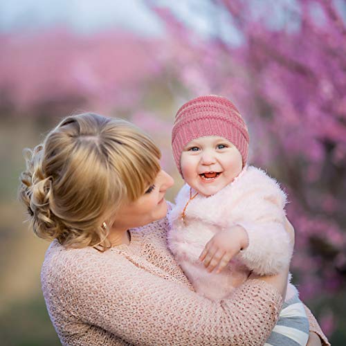 Dsaren Sombrero Bufanda Bebe Invierno Cálido Beanie Gorro Tejido Calentador de Cuello para Niños Niñas (Rosado)