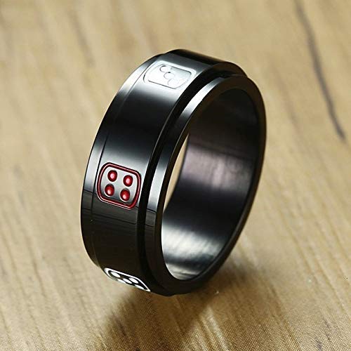 DSBN Suerte 7 Creative Dips Pips Spinner Meditation Anillo para Hombre En Acero Inoxidable Negro Alianzas De Boda Preocupación Ansiedad Joyería 9