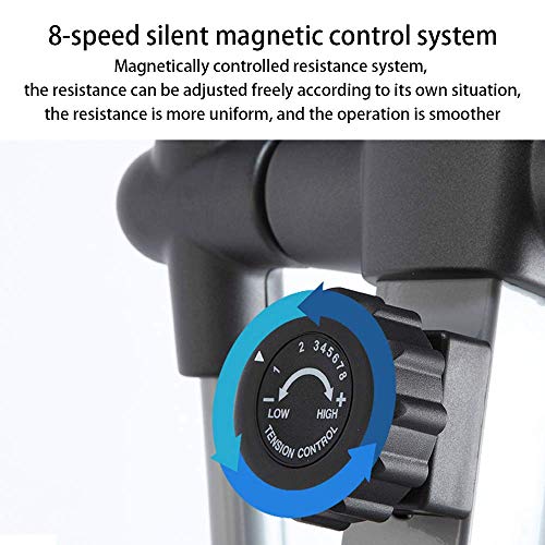 DSHUJC Entrenador elíptico magnético Ajuste de Resistencia de Control magnético de 8 velocidades, 7 kg Sensor de frecuencia cardíaca de Mano con Rueda magnética Doble