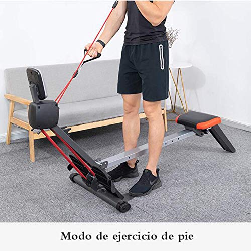 DSHUJC Máquina de Remo Plegable, Modelo 2021 Máquina de Remo Fitness Cardio Workout con 3 Bandas de Resistencia, Peso máximo del Usuario 120 kg, Seguridad Probada