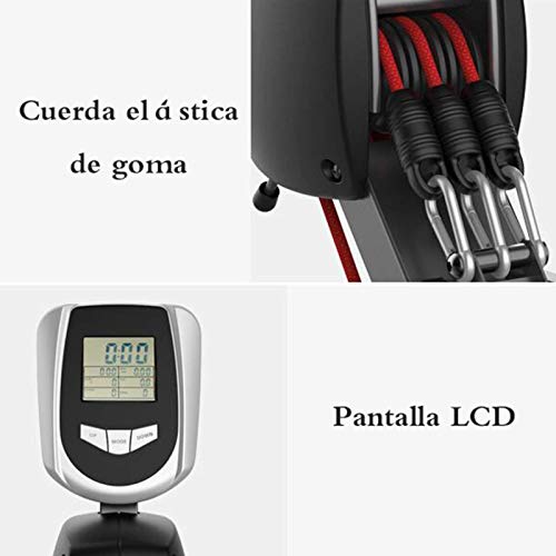 DSHUJC Máquina de Remo Plegable, Modelo 2021 Máquina de Remo Fitness Cardio Workout con 3 Bandas de Resistencia, Peso máximo del Usuario 120 kg, Seguridad Probada