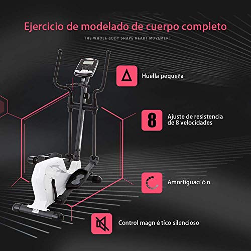 DSHUJC Máquina elíptica Bicicleta elíptica, 7 kg Volante silencioso de Control magnético bidireccional, Ajuste de Resistencia de 8 velocidades Caminante Espacial Multi