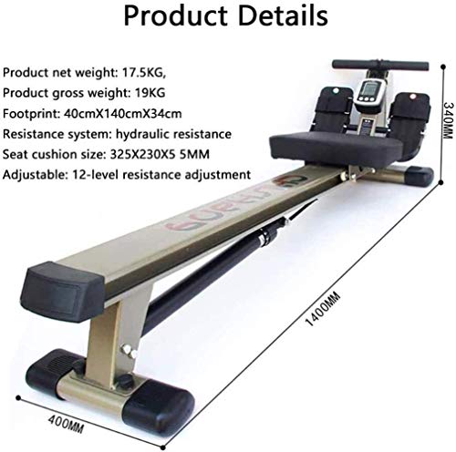 DSHUJC Máquinas de Remo Plegables Máquina de Remo Máquina de Remo casera Ajustable, Máquina de Remo silenciosa Máquina de Remo de Resistencia hidráulica Máquina de rem
