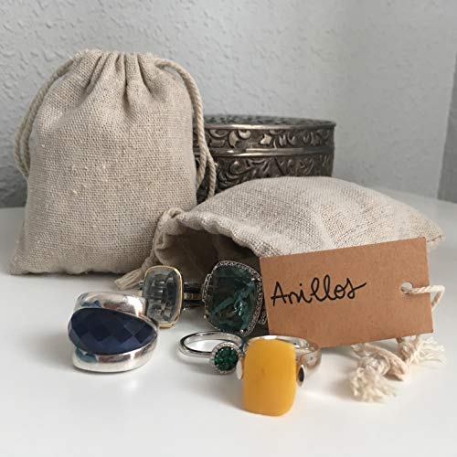 DUAMY Bolsitas para Regalos de Tela de arpillera con Etiquetas de Papel Kraft. Bodas, comuniones, bautizos, etc. Pack de 25 Bolsas/saquitos de Yute y Lino y 25 Etiquetas de cartón DUAMY Bolsitas para Regalos de Tela de arpillera con Etiquetas de Papel Kraft. Bodas, comuniones, bautizos, etc. Pack de 25 Bolsas/saquitos de Yute y Lino y 25 Etiquetas de cartón