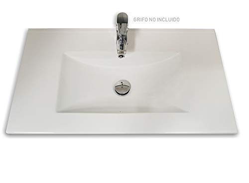 DUCHA.ES Mueble DE BAÑO con Fondo REDUCIDO, Espejo Y Lavabo CERÁMICO INCLUIDOS. Medida Especial 80X35CM Blanco