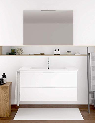 DUCHA.ES Mueble DE BAĆO con Fondo REDUCIDO, Espejo Y Lavabo CERĆMICO INCLUIDOS. Medida Especial 80X35CM Blanco DUCHA.ES Mueble DE BAĆO con Fondo REDUCIDO, Espejo Y Lavabo CERĆMICO INCLUIDOS. Medida Especial 80X35CM Blanco