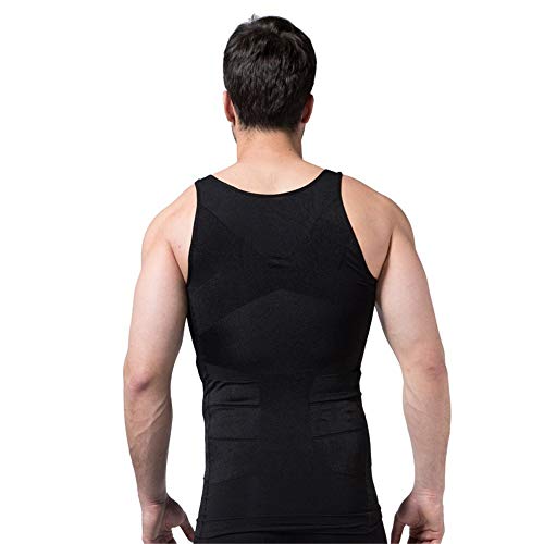 Ducomi Bodyslim - Chaleco para Hombre - Ropa Interior de Efecto Adelgazante Elástico y Formar para el Vientre y la Pérdida de Peso y Grasa - Previene el Dolor de Espalda y Lumbares (L, Negro)