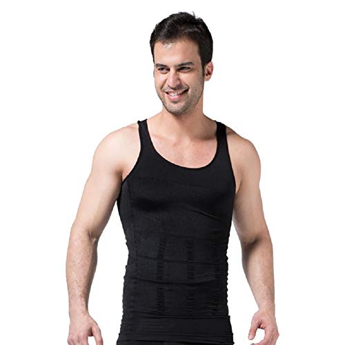 Ducomi Bodyslim - Chaleco para Hombre - Ropa Interior de Efecto Adelgazante Elástico y Formar para el Vientre y la Pérdida de Peso y Grasa - Previene el Dolor de Espalda y Lumbares (L, Negro)