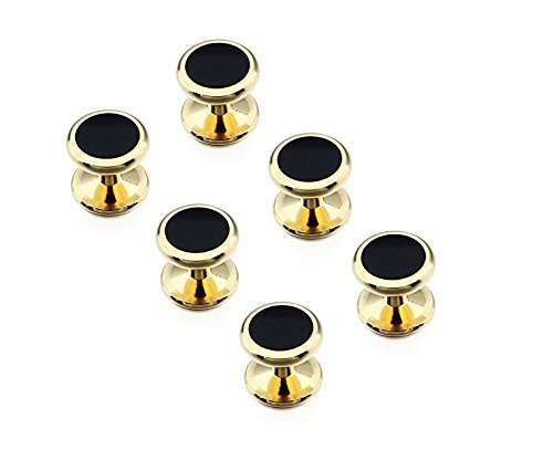 Ducomi - Conjunto de Gemelos y 6 Botones de Camisa para Hombres - Accesorio Elegante Ideal para Reuniones de Negocios y Ocasiones Especiales (Gold/Black)