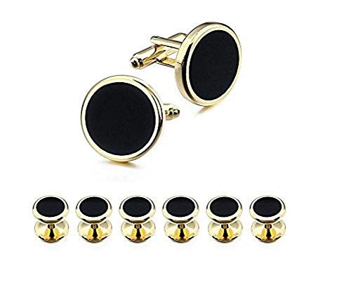 Ducomi - Conjunto de Gemelos y 6 Botones de Camisa para Hombres - Accesorio Elegante Ideal para Reuniones de Negocios y Ocasiones Especiales (Gold/Black) Ducomi - Conjunto de Gemelos y 6 Botones de Camisa para Hombres - Accesorio Elegante Ideal para Reuniones de Negocios y Ocasiones Especiales (Gold/Black)