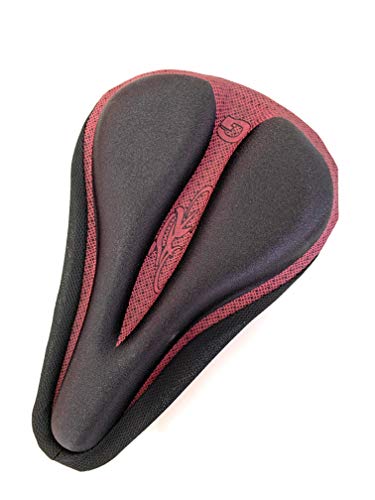 Ducomi Funda para sillín de bicicleta con almohadilla de gel acolchada, ergonómica y suave, para pedalear sin dolor, bicicleta estática, spinning, bicicletas de carreras y ciudad, (Red)