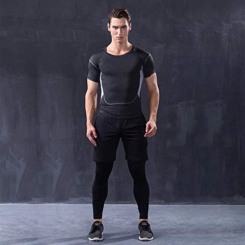 Ducomi Leggings de Compresión para Hombre - Parte Inferior de Yoga Elástica y Adelgazante - Pantalones Deportivos para Moldear el Cuerpo - Gimnasio Ejercicio Correr Mallas de Entrenamiento - S