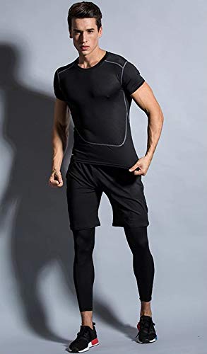 Ducomi Leggings de Compresión para Hombre - Parte Inferior de Yoga Elástica y Adelgazante - Pantalones Deportivos para Moldear el Cuerpo - Gimnasio Ejercicio Correr Mallas de Entrenamiento - S