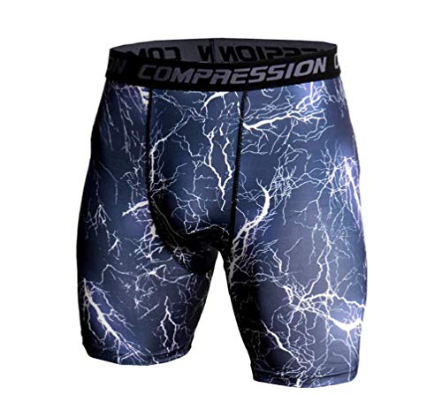 Ducomi Mallas cortas de compresión para hombre – Pantalones de running fitness – Mallas elásticas para niño – Ropa deportiva transpirable y ligera Blue Lighting S