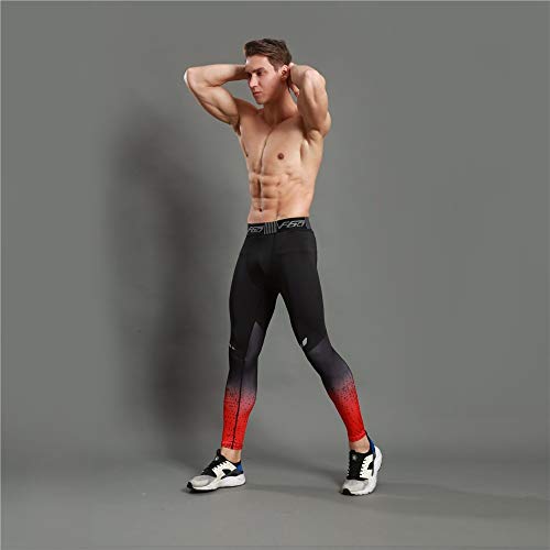 Ducomi Pantalones Deportivos de Compresión - Pantalones de Yoga Elásticos para Hombres - Mallas Deportivas Estampadas - Entrenamiento Físico Masculino Gimnasio Ejercicio Correr (Rojo, EU XS)