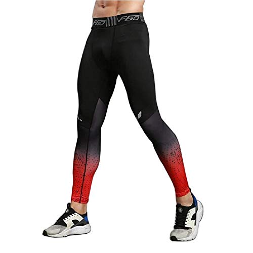 Ducomi Pantalones Deportivos de Compresión - Pantalones de Yoga Elásticos para Hombres - Mallas Deportivas Estampadas - Entrenamiento Físico Masculino Gimnasio Ejercicio Correr (Rojo, EU XS)