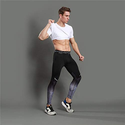 Ducomi Pantalones Deportivos de Compresión - Pantalones de Yoga Elásticos para Hombres - Mallas Deportivas Estampadas - Entrenamiento Físico Masculino Gimnasio Ejercicio Correr (Gris Oscuro, EU S)