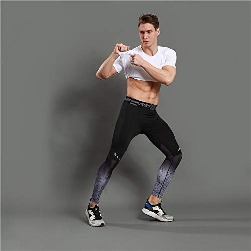 Ducomi Pantalones Deportivos de Compresión - Pantalones de Yoga Elásticos para Hombres - Mallas Deportivas Estampadas - Entrenamiento Físico Masculino Gimnasio Ejercicio Correr (Gris Oscuro, EU S)