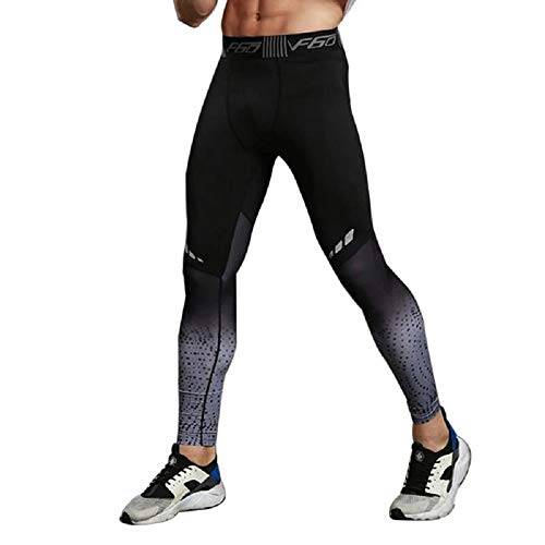 Ducomi Pantalones Deportivos de Compresión - Pantalones de Yoga Elásticos para Hombres - Mallas Deportivas Estampadas - Entrenamiento Físico Masculino Gimnasio Ejercicio Correr (Gris Oscuro, EU S)