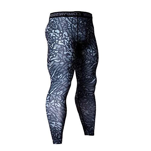 Ducomi Pantalones Deportivos de Compresión - Pantalones de Yoga Estirables para Hombres - Mallas Deportivas de Camuflaje - Entrenamiento de Fitness Masculino Leggings para Trotar - (Azul/S)