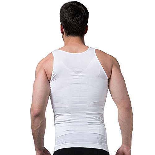 Ducomi Slimshaper - Chaleco para Hombre - Ropa Interior de Efecto Adelgazante Elástico y Formar para el Vientre y la Pérdida de Peso y Grasa - Previene el Dolor de Espalda y Lumbares (Blanco, S)