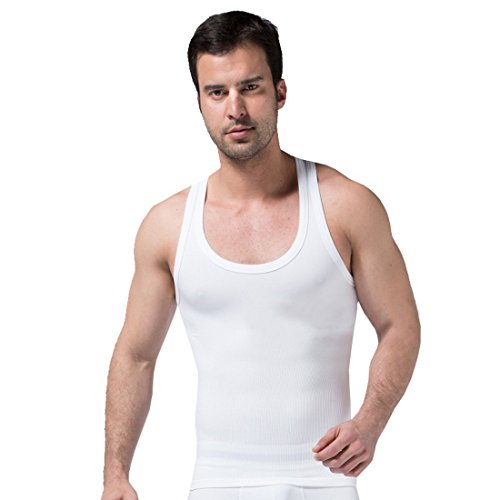 Ducomi Slimshaper - Chaleco para Hombre - Ropa Interior de Efecto Adelgazante Elástico y Formar para el Vientre y la Pérdida de Peso y Grasa - Previene el Dolor de Espalda y Lumbares (Blanco, S)