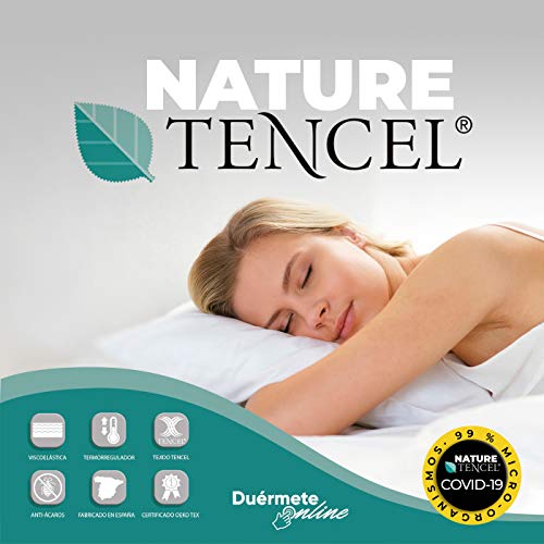 Duérmete Online Almohada Viscoelástica Nature Tencel | Máximo Confort y Excelente Adaptabilidad | Funda Lavable Termorreguladora, Anti-ácaros e Hipoalergénica, 70x40 cm Duérmete Online Almohada Viscoelástica Nature Tencel | Máximo Confort y Excelente Adaptabilidad | Funda Lavable Termorreguladora, Anti-ácaros e Hipoalergénica, 70x40 cm