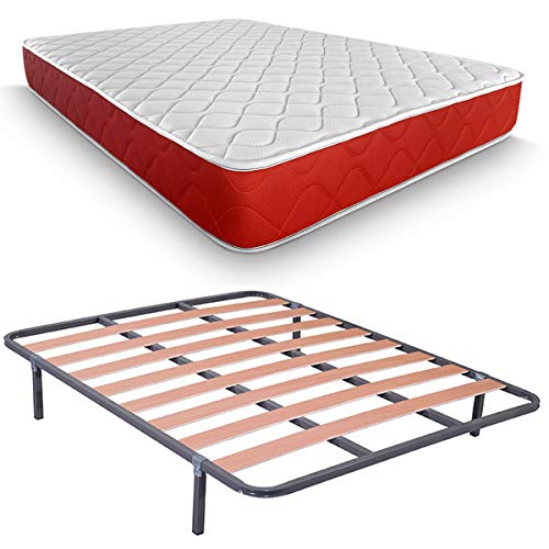 Duérmete Online - Cama Completa con Colchón Viscoelástico Lite Viscogel Reversible + Somier Basic + 4 Patas, Conjunto, 90x190 Duérmete Online - Cama Completa con Colchón Viscoelástico Lite Viscogel Reversible + Somier Basic + 4 Patas, Conjunto, 90x190