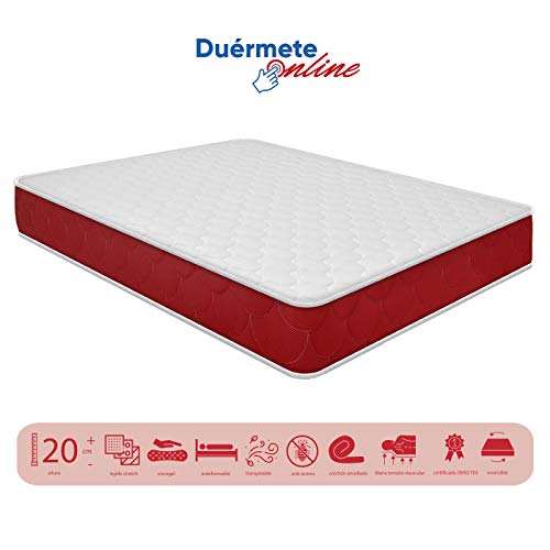 Duérmete Online - Colchón Viscoelástico Lite Reversible (a 2 caras), Muy Transpirable, Blanco, 80 x 200