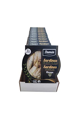Dumon - 14 Unidades de 120 gr de Conserva de Sardina en Aceite de Oliva, Exclusivo Formato Transparente con Abre Fácil, Conserva de Pescado en Lata Alto Contenido en Proteínas y Omega 3 Dumon - 14 Unidades de 120 gr de Conserva de Sardina en Aceite de Oliva, Exclusivo Formato Transparente con Abre Fácil, Conserva de Pescado en Lata Alto Contenido en Proteínas y Omega 3