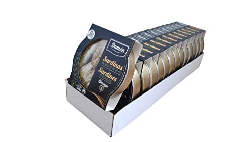 Dumon - 14 Unidades de 120 gr de Conserva de Sardina en Aceite de Oliva, Exclusivo Formato Transparente con Abre Fácil, Conserva de Pescado en Lata Alto Contenido en Proteínas y Omega 3 Dumon - 14 Unidades de 120 gr de Conserva de Sardina en Aceite de Oliva, Exclusivo Formato Transparente con Abre Fácil, Conserva de Pescado en Lata Alto Contenido en Proteínas y Omega 3