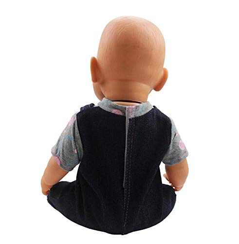 DUORUI Ropa de MuƱeca Vestido Jeans Mono con Camiseta para MuƱeca New Born Baby de 18 Pulgadas DUORUI Ropa de MuƱeca Vestido Jeans Mono con Camiseta para MuƱeca New Born Baby de 18 Pulgadas