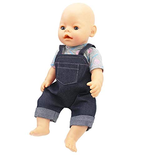 DUORUI Ropa de MuƱeca Vestido Jeans Mono con Camiseta para MuƱeca New Born Baby de 18 Pulgadas DUORUI Ropa de MuƱeca Vestido Jeans Mono con Camiseta para MuƱeca New Born Baby de 18 Pulgadas