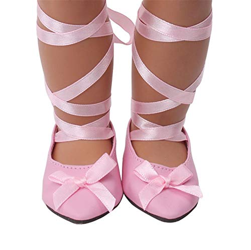 DUORUI Ropa de Muñeca Zapatillas de Ballet Rosa con Vendas para Muñeca New Born Baby de 18 pulgadas