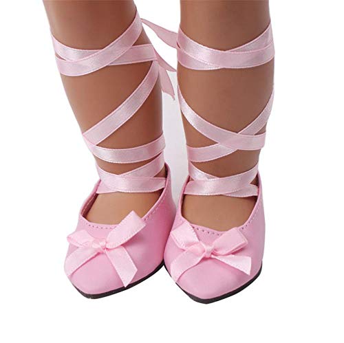 DUORUI Ropa de Muñeca Zapatillas de Ballet Rosa con Vendas para Muñeca New Born Baby de 18 pulgadas