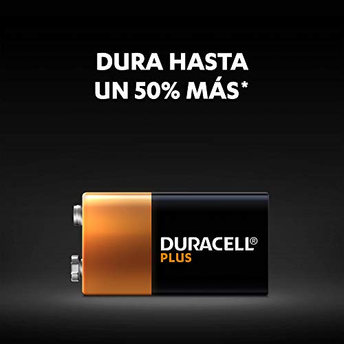 Duracell 6LR61 MX1604 - Plus 9V, Pilas Alcalinas, Paquete de 2, 1.5 Voltios Duracell 6LR61 MX1604 - Plus 9V, Pilas Alcalinas, Paquete de 2, 1.5 Voltios