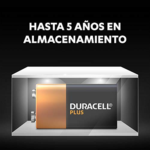 Duracell 6LR61 MX1604 - Plus 9V, Pilas Alcalinas, Paquete de 2, 1.5 Voltios Duracell 6LR61 MX1604 - Plus 9V, Pilas Alcalinas, Paquete de 2, 1.5 Voltios