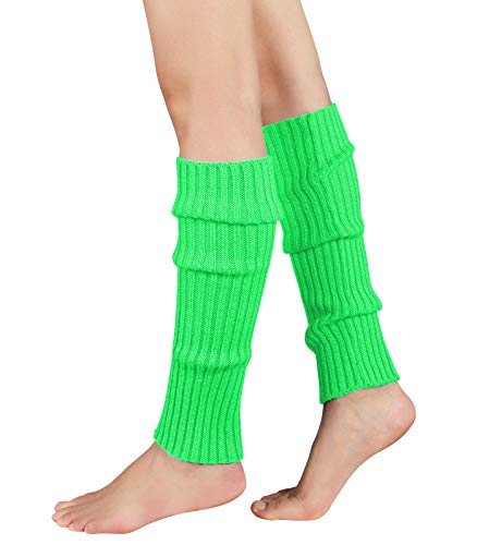 Durio Calentadores largos de ballet para mujer, en muchos colores verde neón Talla única Durio Calentadores largos de ballet para mujer, en muchos colores verde neón Talla única