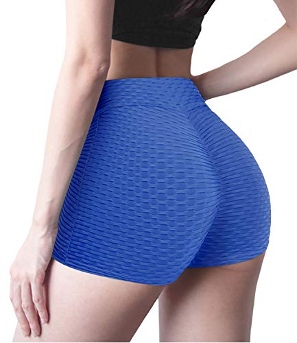 DUROFIT Pantalones Cortos Deportivos Mujer Yoga Pantalones Deportivos Pantalón de Elásticos Short Pants Pantalones Cortos de Yoga para Mujer Cintura Alta Fitness M Azul