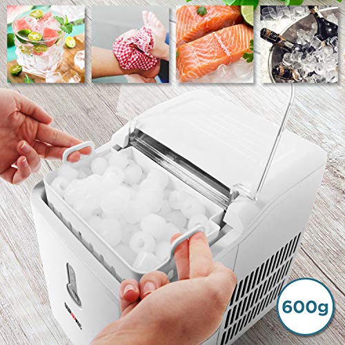 Duronic IM120 Máquina para hacer hielos caseros – Hace 12Kg de hielo en 24h – Depósito de 1.5L y cubitera de 600g – 9 hielos en 7 minutos – Ideal para bebidas frescas