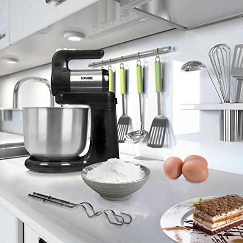Duronic SM3 Batidora Amasadora con Movimiento Orbital y Bol de 4L Repostería 300 W con 5 Velocidades y Función Turbo 2 Varillas para Batir y Amasar Panadería Duronic SM3 Batidora Amasadora con Movimiento Orbital y Bol de 4L Repostería 300 W con 5 Velocidades y Función Turbo 2 Varillas para Batir y Amasar Panadería