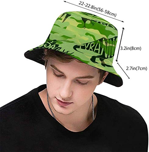 DUTRIX Sombreros de Cubo Transpirables de Parte Superior Plana Unisex Barbero Peluquería Tijeras Razor Bucket Hat Summer Fisherman's Hat-Camo T-Rex Dinosaur Print-One Size