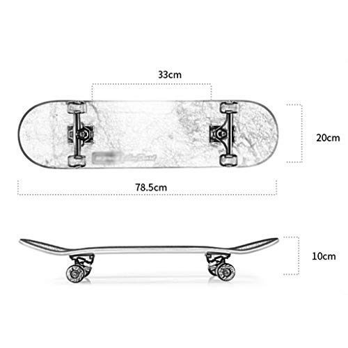 DUWEN Completas monopatín 31" x 8" niños y niñas de Cuatro Ruedas Trucos de Skate Profesional Scooter con Flash de Ruedas for Adultos Skateboards 7 Capas de Madera de Arce cóncavos (Color : B)