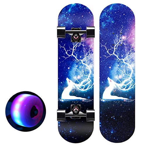 DUWEN Completas monopatín 31" x 8" niños y niñas de Cuatro Ruedas Trucos de Skate Profesional Scooter con Flash de Ruedas for Adultos Skateboards 7 Capas de Madera de Arce cóncavos (Color : B) DUWEN Completas monopatín 31" x 8" niños y niñas de Cuatro Ruedas Trucos de Skate Profesional Scooter con Flash de Ruedas for Adultos Skateboards 7 Capas de Madera de Arce cóncavos (Color : B)
