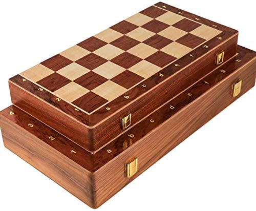 DUWIN Juego de ajedrez de Madera,Piezas de ajedrez Hechas a Mano,Tablero de ajedrez Plegable con Tablero de Juego de ajedrez de Viaje de Almacenamiento Interior Plegable portátil,39 * 39CM