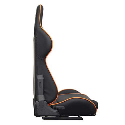 DX Racer Asiento Deportivo Coche, Semibaquet Ajustable, Cuero PU, con Ríeles Incluidos, Conductor y Pasajero, Universal para Videojuego/Coche/Simulador de Conducción, Negro con Parche Naranja