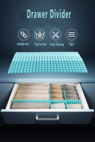 DXIA 16 Piezas DIY Separadores de Cajones, Organizador de Cajones Ajustable Divisor de Cajón, Ajustable Organizador de Cajones para Armario Ordenado Casero, Calcetines, Ropa Interior DXIA 16 Piezas DIY Separadores de Cajones, Organizador de Cajones Ajustable Divisor de Cajón, Ajustable Organizador de Cajones para Armario Ordenado Casero, Calcetines, Ropa Interior